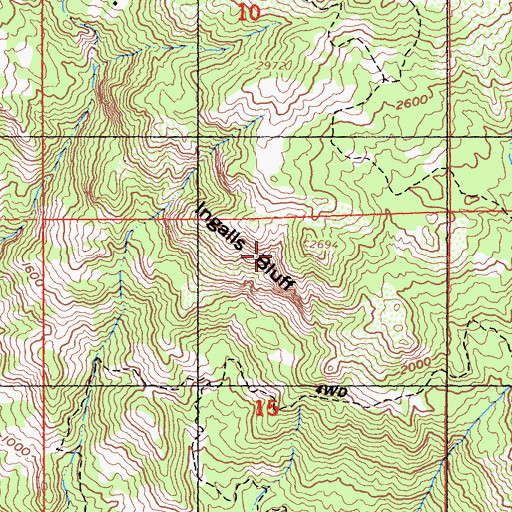 Topographic Map of Ingalls Bluff, CA