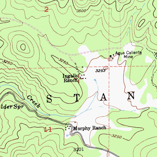 Topographic Map of Ingalls Ranch, CA