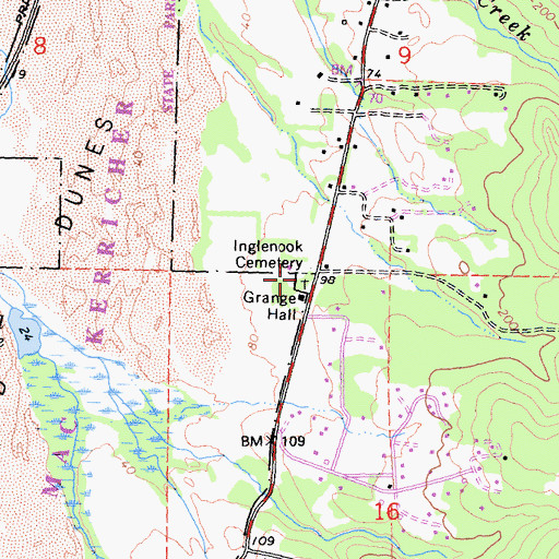 Topographic Map of Inglenook Cemetery, CA