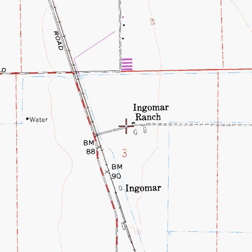 Topographic Map of Ingomar Ranch, CA