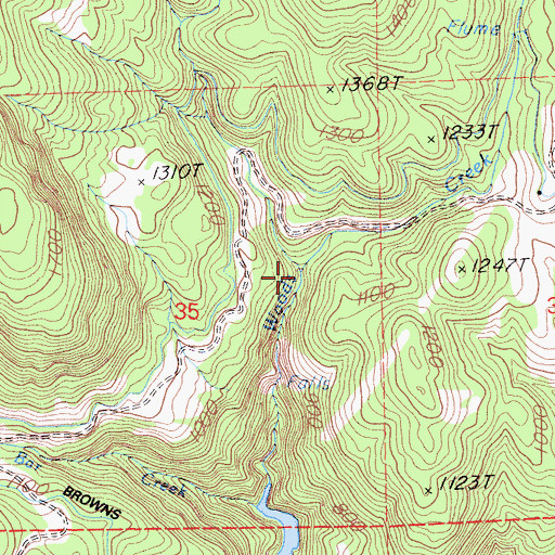 Topographic Map of Injun Creek, CA