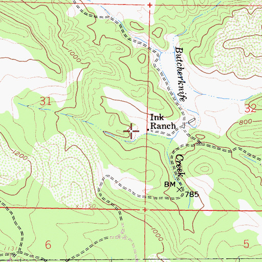 Topographic Map of Ink Ranch, CA