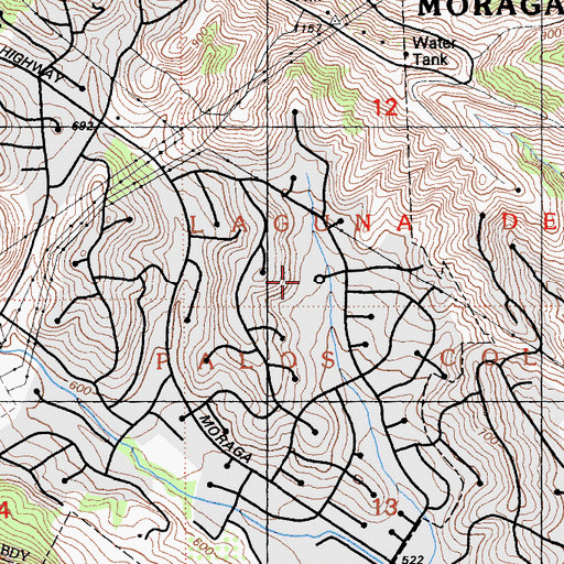 Topographic Map of Orinda Intermediate School, CA