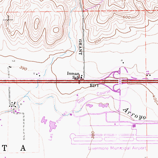 Topographic Map of Inman School, CA
