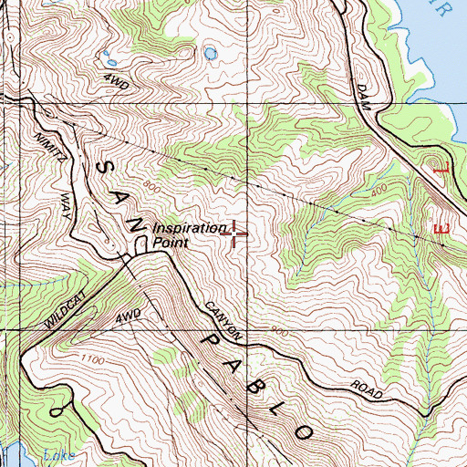 Topographic Map of Inspiration Point, CA