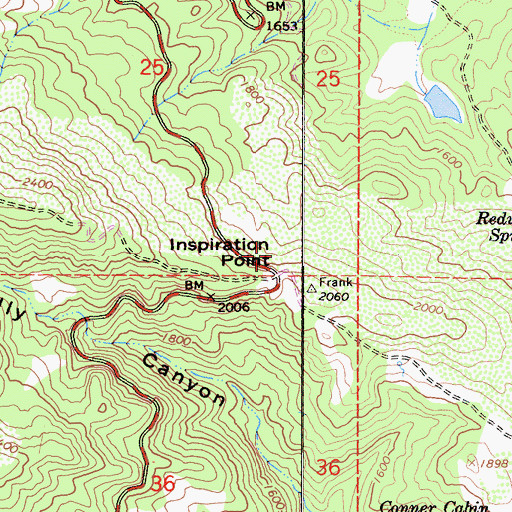 Topographic Map of Inspiration Point, CA