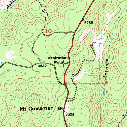 Topographic Map of Inspiration Point, CA