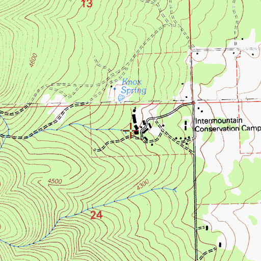 Topographic Map of Intermountain Conservation Camp, CA