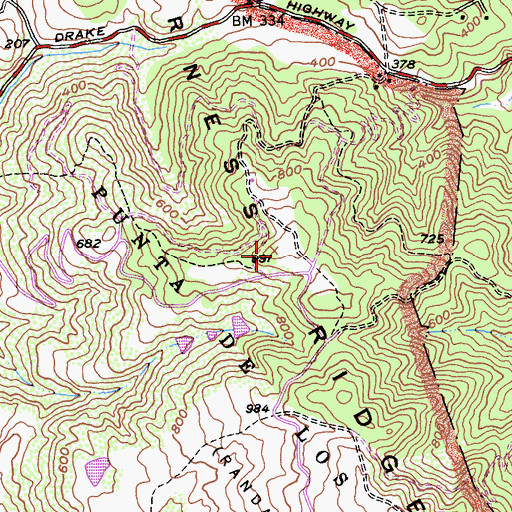 Topographic Map of Inverness Ridge, CA