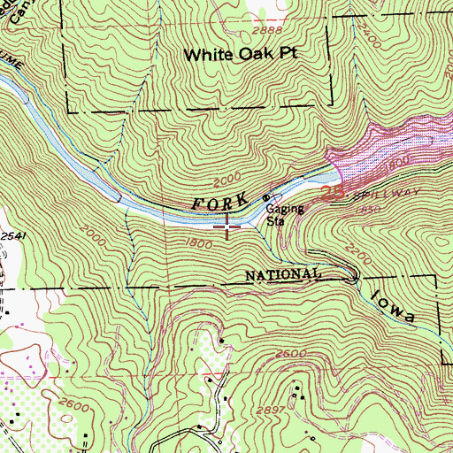 Topographic Map of Iowa Canyon, CA