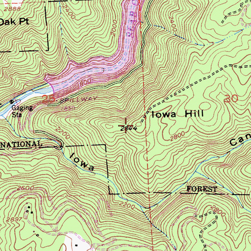 Topographic Map of Iowa Hill, CA
