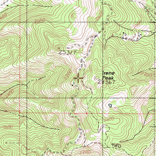 Topographic Map of Irene Peak, CA
