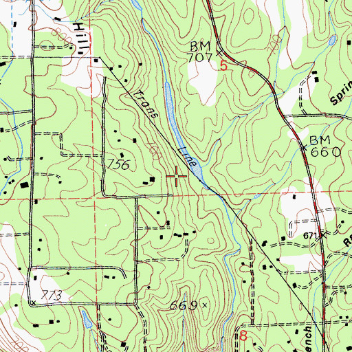 Topographic Map of Irish Ravine, CA
