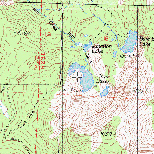 Topographic Map of Iron Lakes, CA