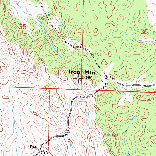 Topographic Map of Iron Mountain, CA