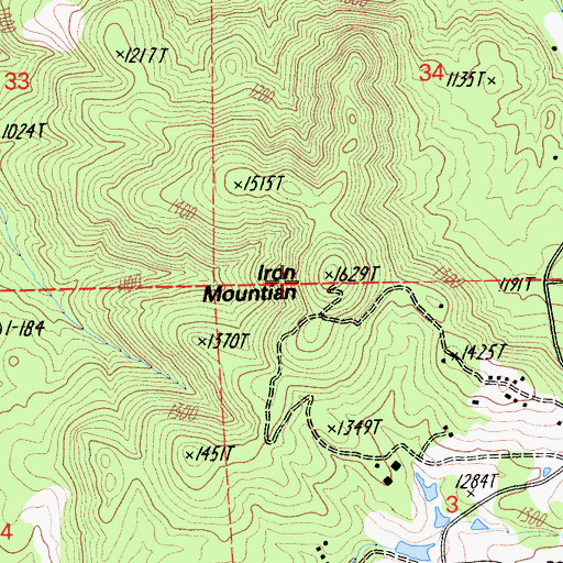 Topographic Map of Iron Mountain, CA