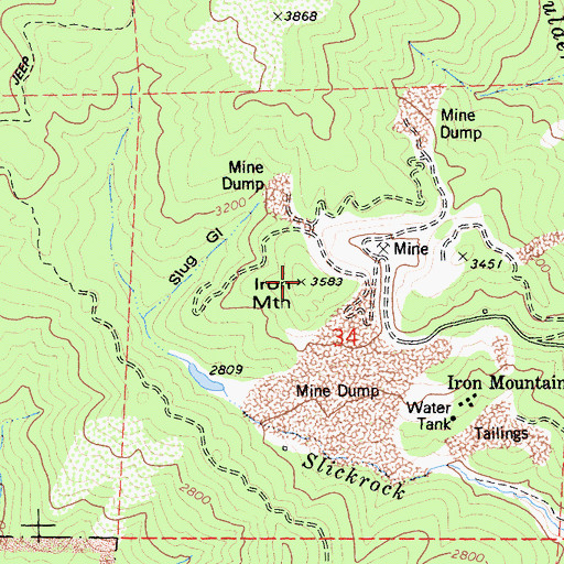 Topographic Map of Iron Mountain, CA