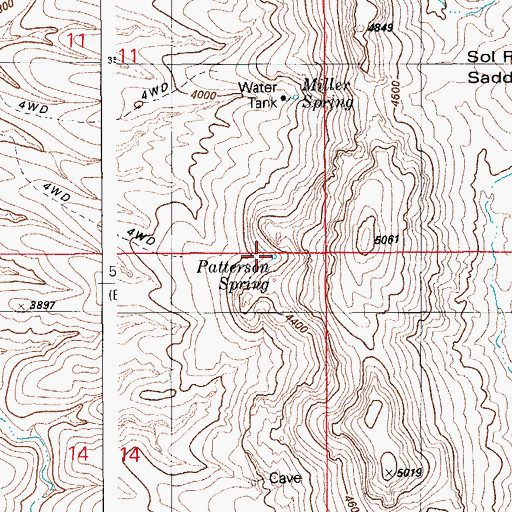 Topographic Map of Patterson Spring, AZ