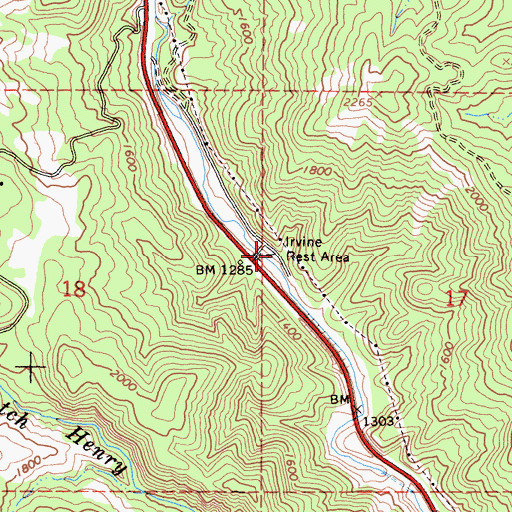 Topographic Map of Irvine Rest Area, CA