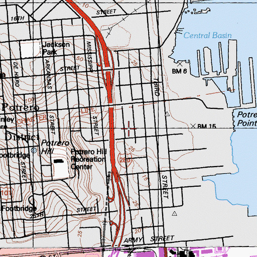 Topographic Map of Irving M Scott School, CA