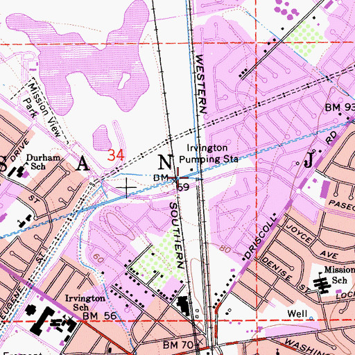 Topographic Map of Irvington Pumping Station, CA