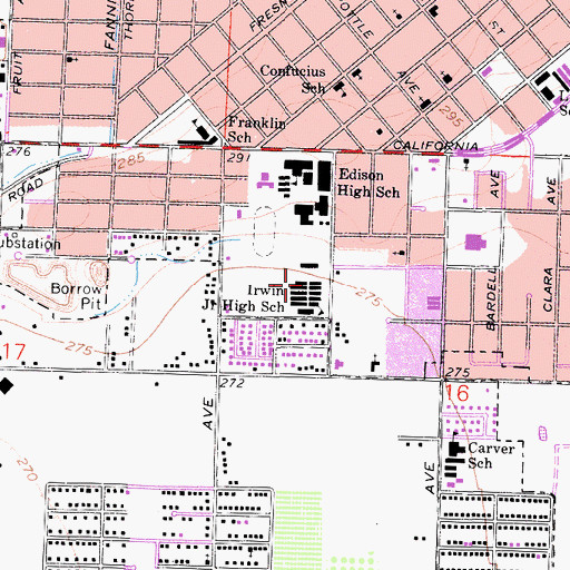 Topographic Map of Edison Computech School, CA