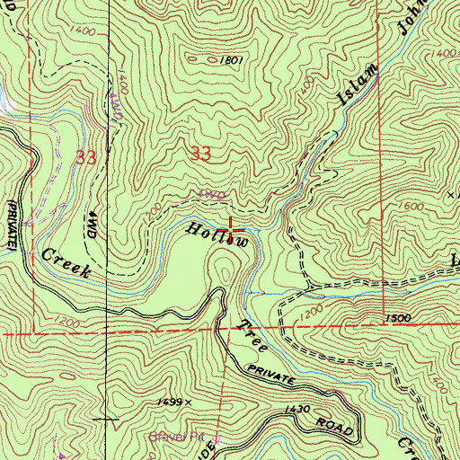 Topographic Map of Islam John Creek, CA