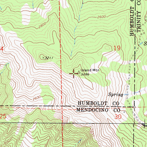 Topographic Map of Island Mountain, CA
