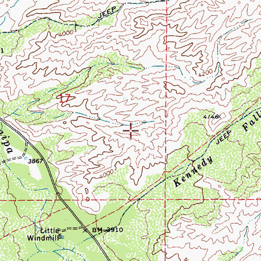 Topographic Map of Peaceful Valley Ranch, AZ
