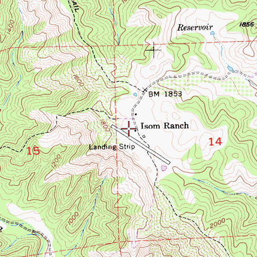 Topographic Map of Isom Ranch, CA