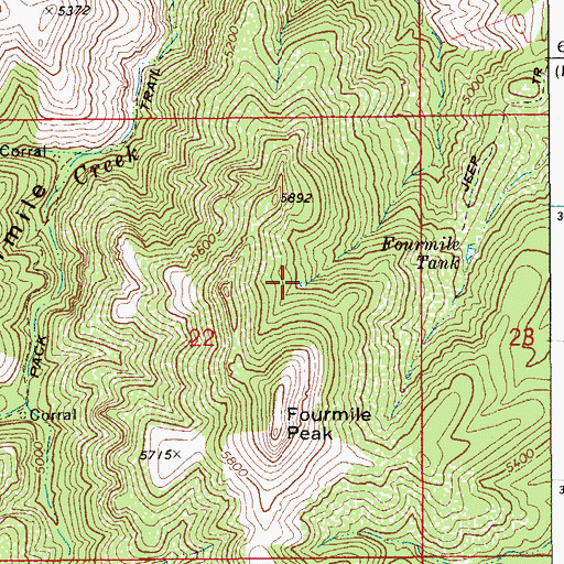 Topographic Map of Peach Spring, AZ