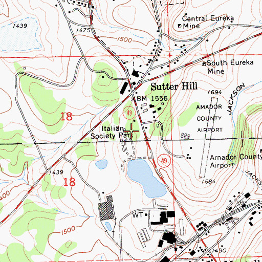 Topographic Map of Italian Society Park, CA