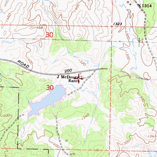 Topographic Map of J McDougal Ranch, CA