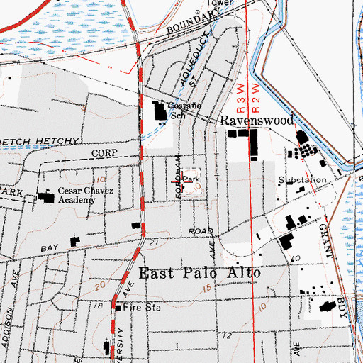 Topographic Map of Jack Farrell Park, CA