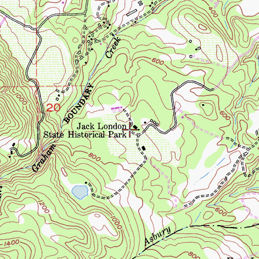 Topographic Map of Jack London State Historic Park, CA