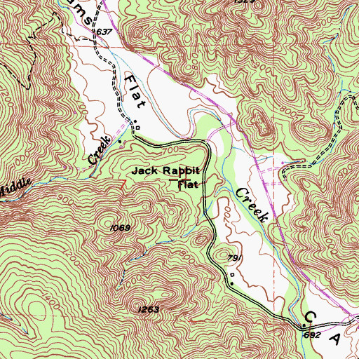 Topographic Map of Jack Rabbit Flat, CA