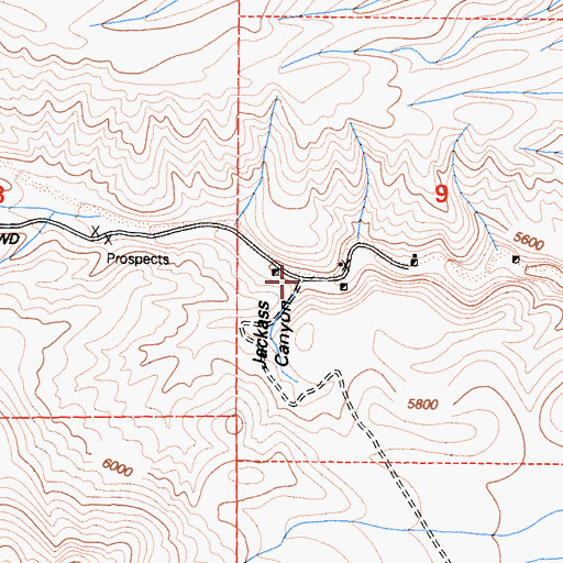Topographic Map of Jackass Canyon, CA