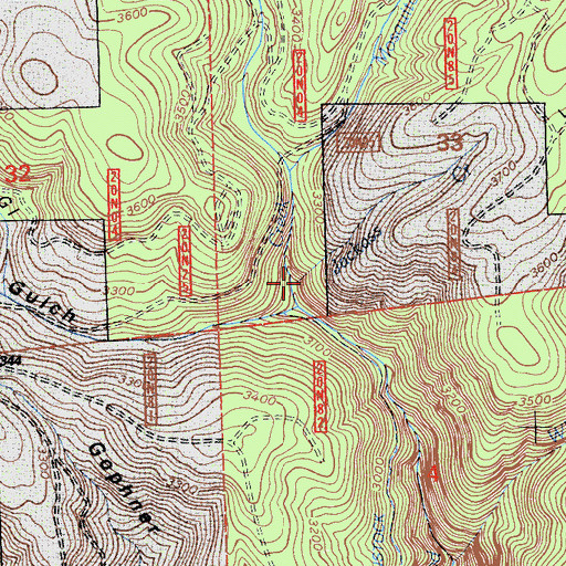 Topographic Map of Jackass Creek, CA