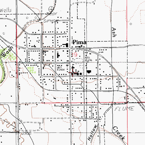 Topographic Map of Pima High School, AZ