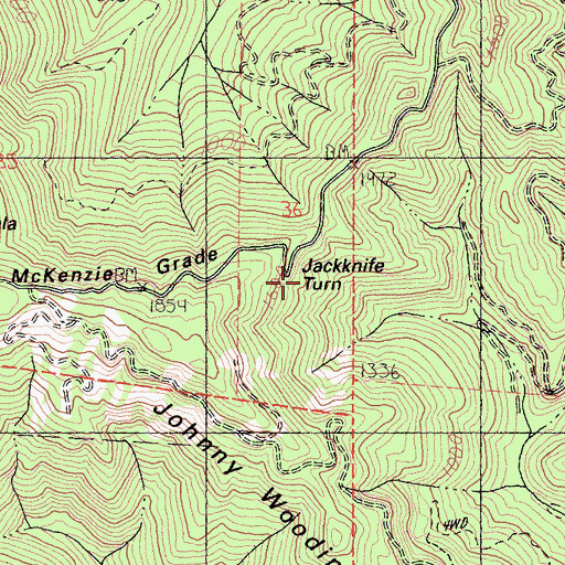 Topographic Map of Jackknife Tunnel, CA