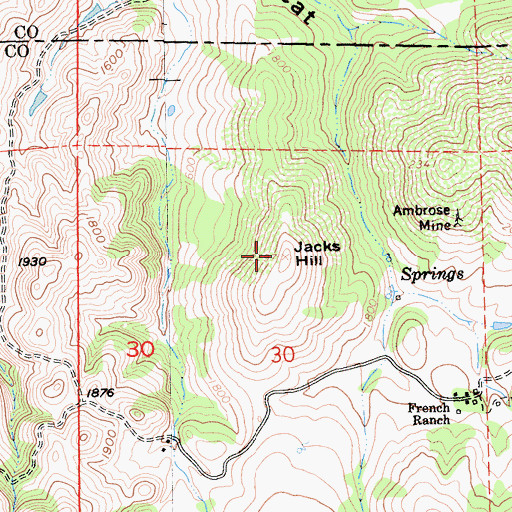 Topographic Map of Jacks Hill, CA