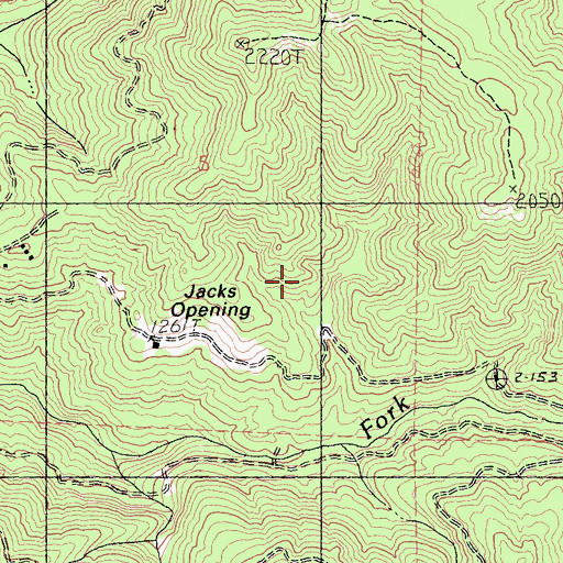 Topographic Map of Jacks Opening, CA