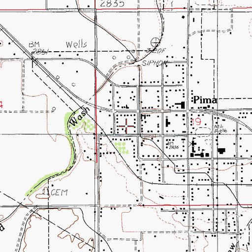 Topographic Map of Pima Public Library, AZ