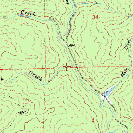 Topographic Map of Jackson Creek, CA
