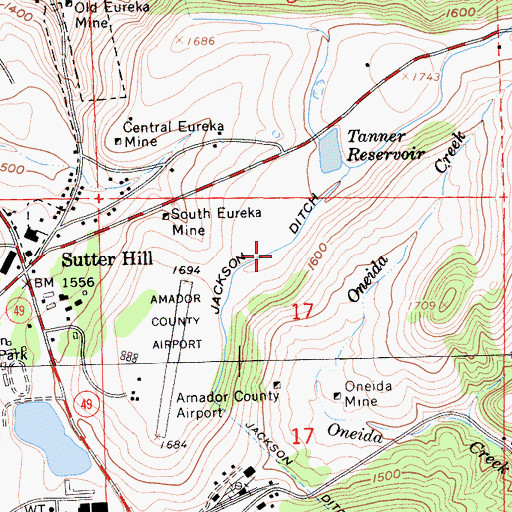 Topographic Map of Jackson Ditch, CA
