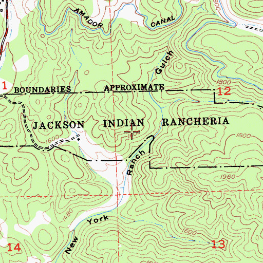 Topographic Map of Jackson Rancheria, CA
