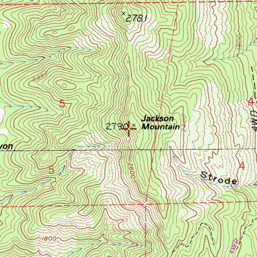 Topographic Map of Jackson Mountain, CA