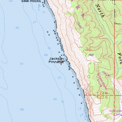 Topographic Map of Jackson Pinnacle, CA