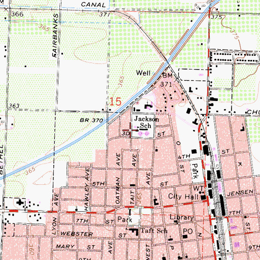 Topographic Map of Jackson Elementary School, CA