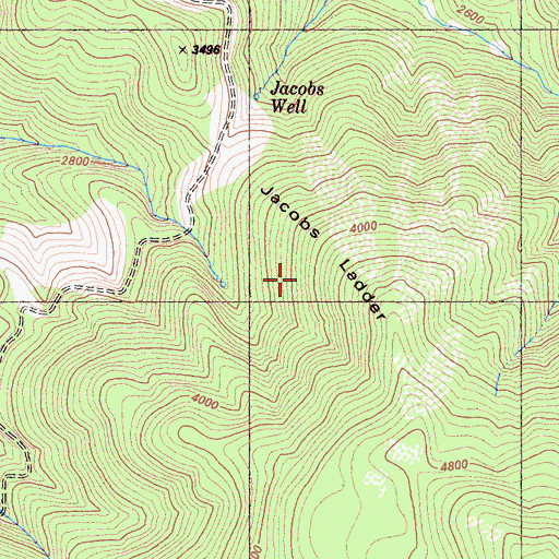 Topographic Map of Jacobs Ladder, CA